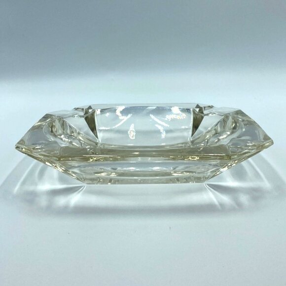 Vintage Clear Glass Ashtray With Etched FFA Logo & Wing Design Square Shape With - Picture 5 of 8